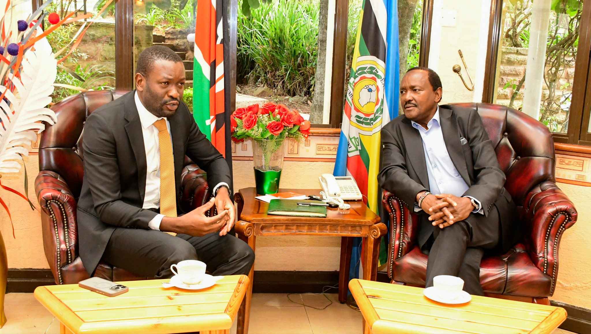 File image of Edwin Sifuna with Wiper Leader Kalonzo Musyoka.